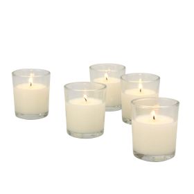 Stonebriar Unscented 1-Wick Wax Filled Glass Votive Candles 48 Pack, Off-White