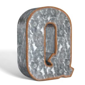 3D Letter Q Galvanized Metal Letters for Wall Decor for Hanging or Freestanding Unique Blend of Rustic Vintage Western and Industrial Styles Fits for