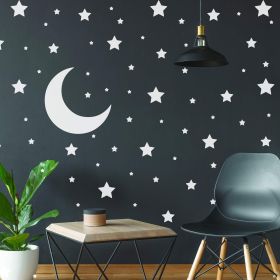 White Stars Stickers Space Themed Bedroom Constellation Wallpaper Decor Decal Star Moon Nursery Room Decals for Wall 220 Stickers