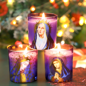 Meltone Prayer Candles, Devotional Candles, Virgin of Mary Saints Religions Decoration, Rosemary Scented Votive Candles Set for Prayer Altar, Mantle,