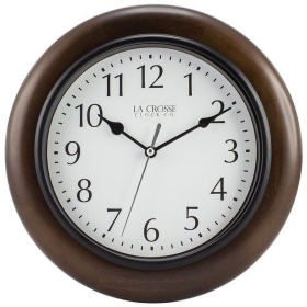 La Crosse Clock 10 In Brown Linwood Classic Analog Quartz Wood Wall Clock, 404-2625