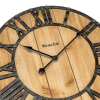 Westclox 16" Natural Wood Grain with Raised Roman Numerals & Iron Finish Analog QA Wall Clock