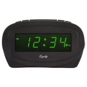 Equity 30226 Digital 0.60 inch Green LED Electric Black Alarm Clock