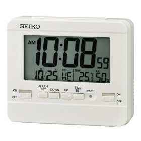 Seiko 4 in Everything Digital Alarm Clock, White, QHL086WLH