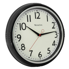 Westclox 12' Black Retro Analog Quartz Accurate Wall Clock with Easy-to-Read Dial.