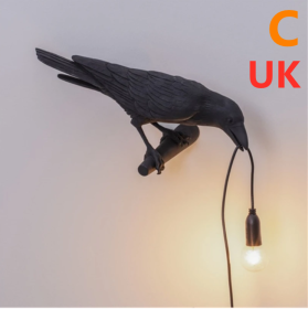 Creative Auspicious Bird Resin Wall Lamp Decoration (Option: Black-C-UK)