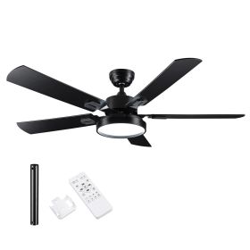 52 Inch 5 blades Ceiling Fan With Dimmable LED Light And Remote Control (Color: as Pic)