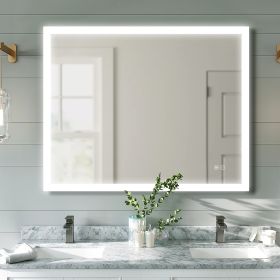 LED Lighted LED Lit Mirror Rectangular Fog Free Frameless Bathroom Vanity Mirror (size: 40*32)