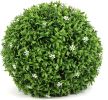 Artificial Boxwood Topiary Ball;  Indoor Outdoor Artificial Plant Ball Wedding Party Decoration (Ball with White Flower)